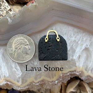 Lava Stone Gemstone Crystal Purse - Crystal Handbag Pendant - Gemstone Carving